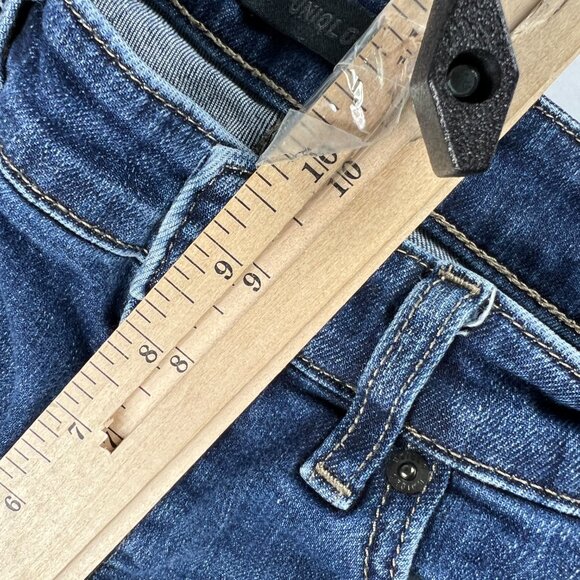 Uniqlo Jeans Womens Measured 27x21 High Rise Wide Leg Cropped Blue Denim Tag 25 - Picture 15 of 16